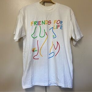 Vintage 90s Animals Friends For Life Faded Shirt Medium Dog Cat Pets Art
